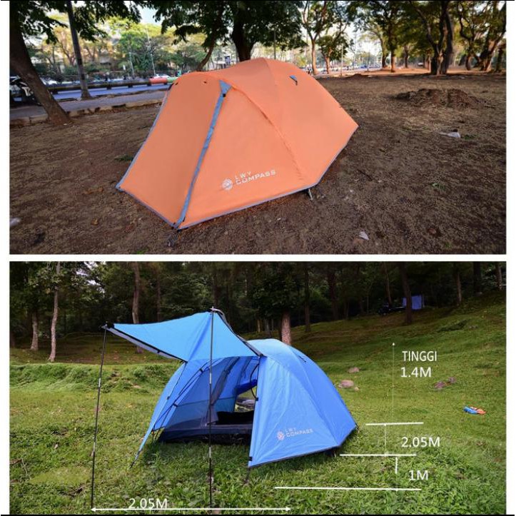Tenda compass fiber 4-5 orang double layer tenda compas lwy double layer waterproof