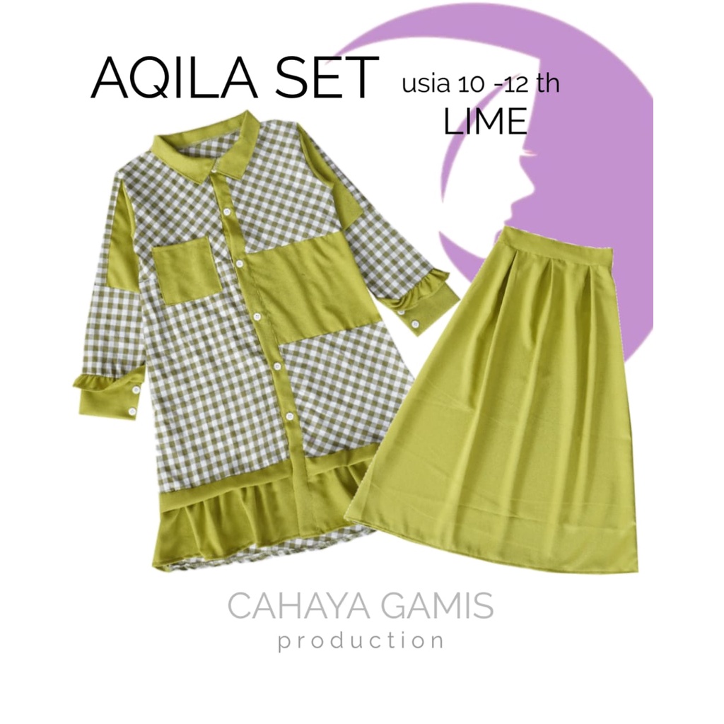 MRA- Gamis anak tangung AQILA set gamis anak moscrepe  usia 10-12 tahun