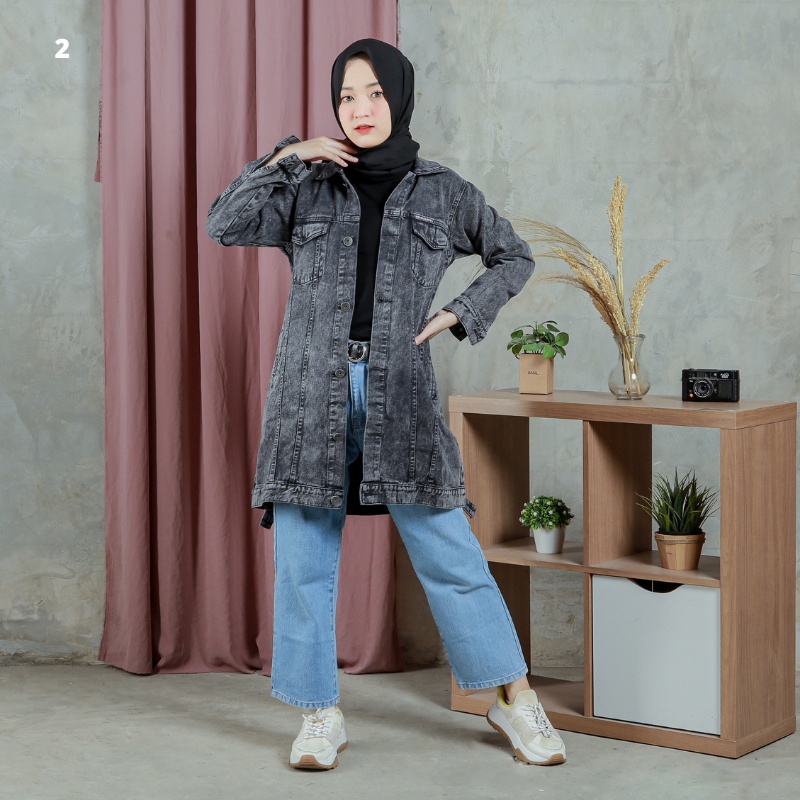 CISKO_SHOP JAKET JEANS PANJANG UNISEX / JAKET JEANS DENIM / JAKET PANJANG PREMIUM / JAKET HIJAB MUSL