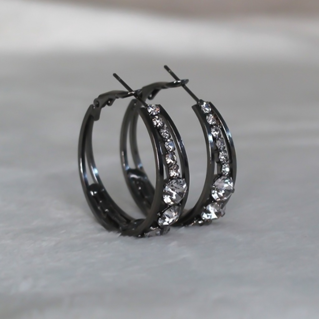 Hu Hu Hu Hu Hu Alat Bantu Pasang Kacamata♡ Anting Hoop Bahan Alloy Aksen Berlian Imitasi Untuk Pernikahan