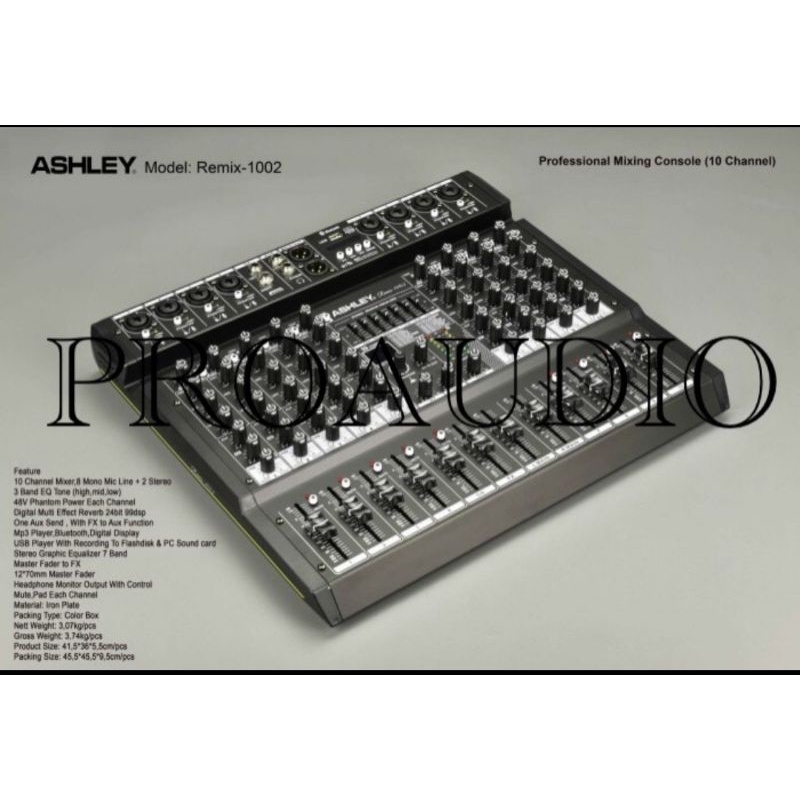 Mixer Ashley 10 Channel Original Ashley Remix 1002 Bluetooth Recording