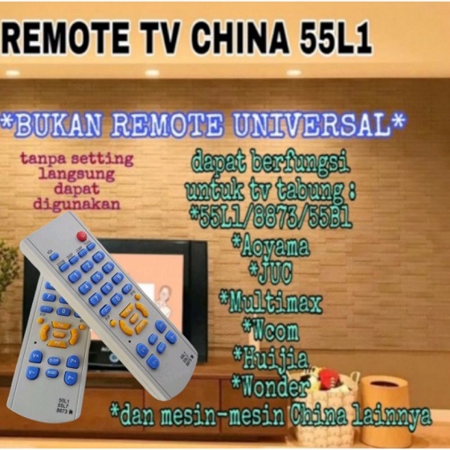 Remote TV Remot TV Tabung Universal China 55L1 W-Com seri 55L1 55L7 8873 Mesin Televisi WanSonic