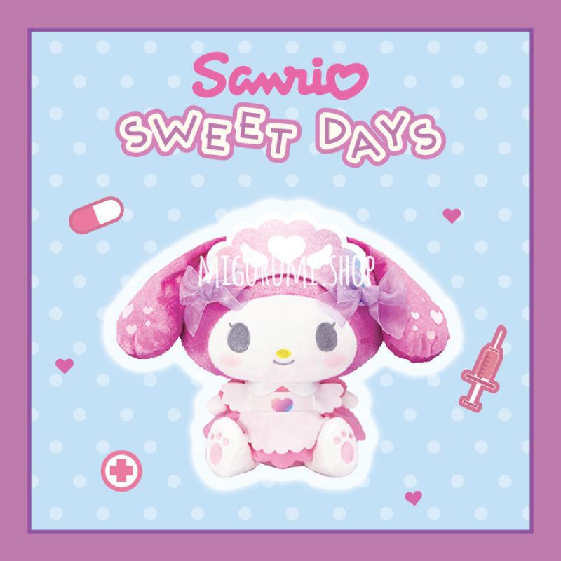 Sanrio - My Melody Sweet NEW ORI IMPOR JEPANG 30cm Boneka Kostum Maid Nurse Suster Pink Mainan Anak 