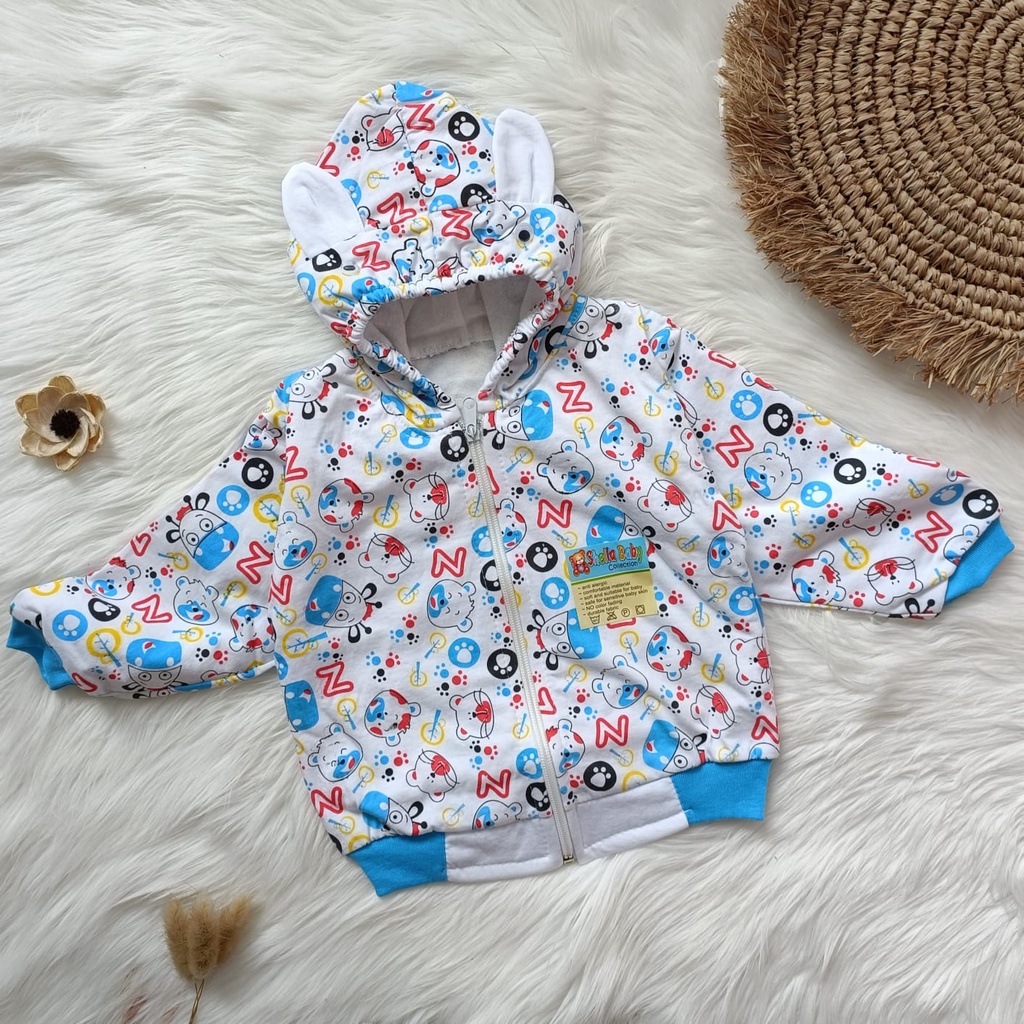 jaket bayi motif animals putih 3-12 bulan