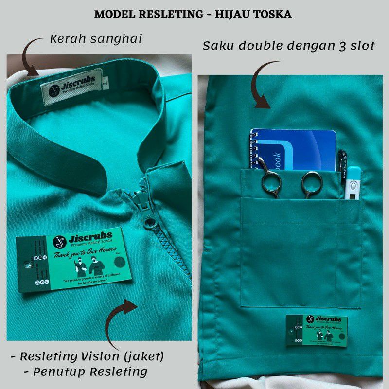 Baju Ok Resleting Baju Stenen Medical Scrub Baju Oka Baju jaga Malam