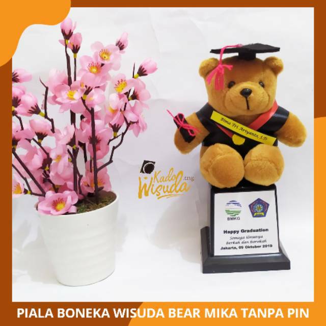 Piala Boneka Wisuda Custom Nama Foto Logo Kampus Sekolah