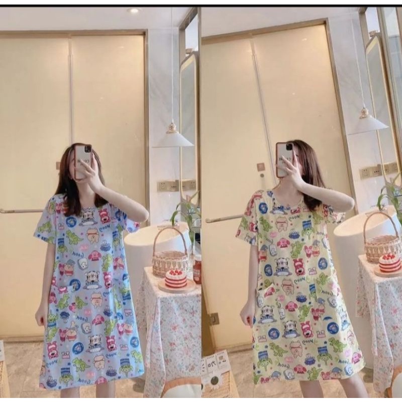 Daster spandex motif Kartun