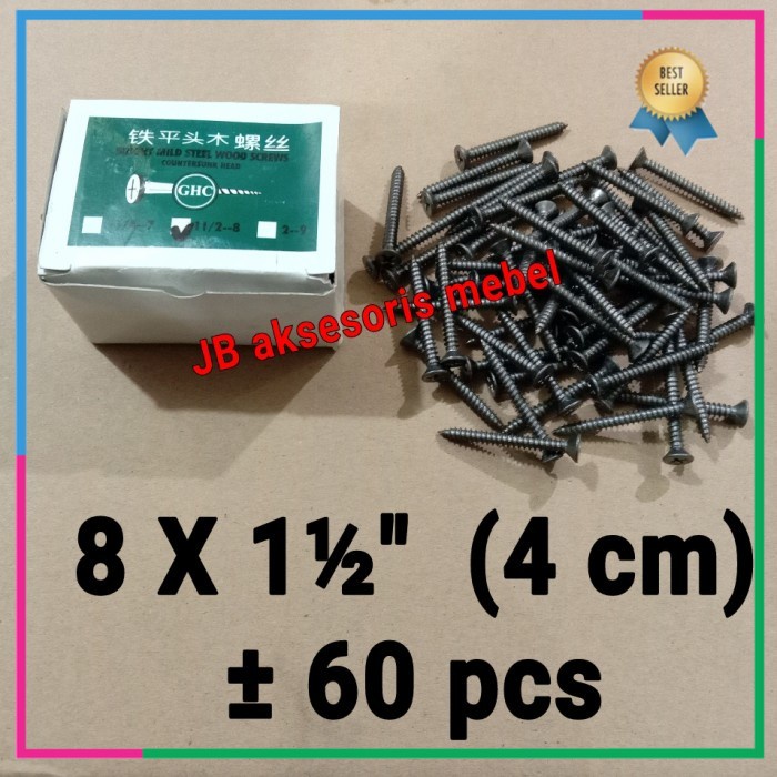 SKRUP SEKRUP KAYU 8 x 1,5" (4 cm) KEPALA (+) merk GHC Harga PERKOTAK