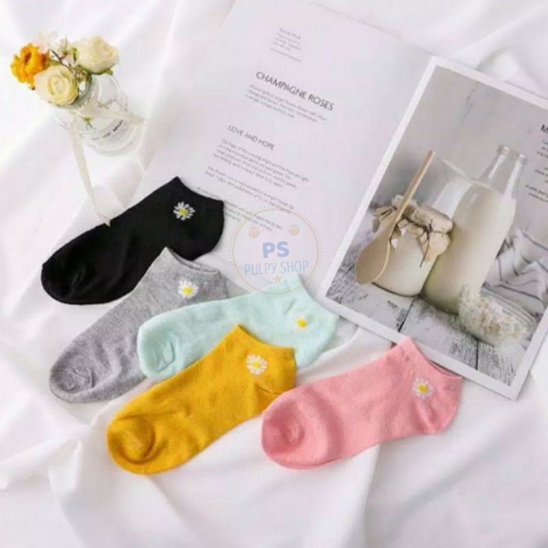 KAOS KAKI FASHION ANKLE SOCK MOTIF BUNGA DAISY FLOWER SEMATA KAKI HIDDEN ANKLE SOCK BERUANG BEAR PS-6