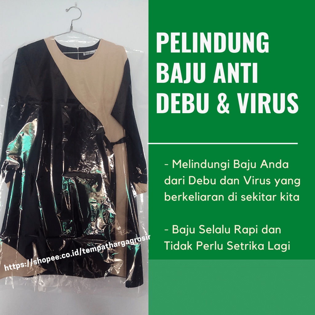 PELINDUNG BAJU ANTI DEBU VIRUS COVER PLASTIK ORGANIZER GAMIS GAUN PELASTIK GANTUNGAN GANTUNG BENING 