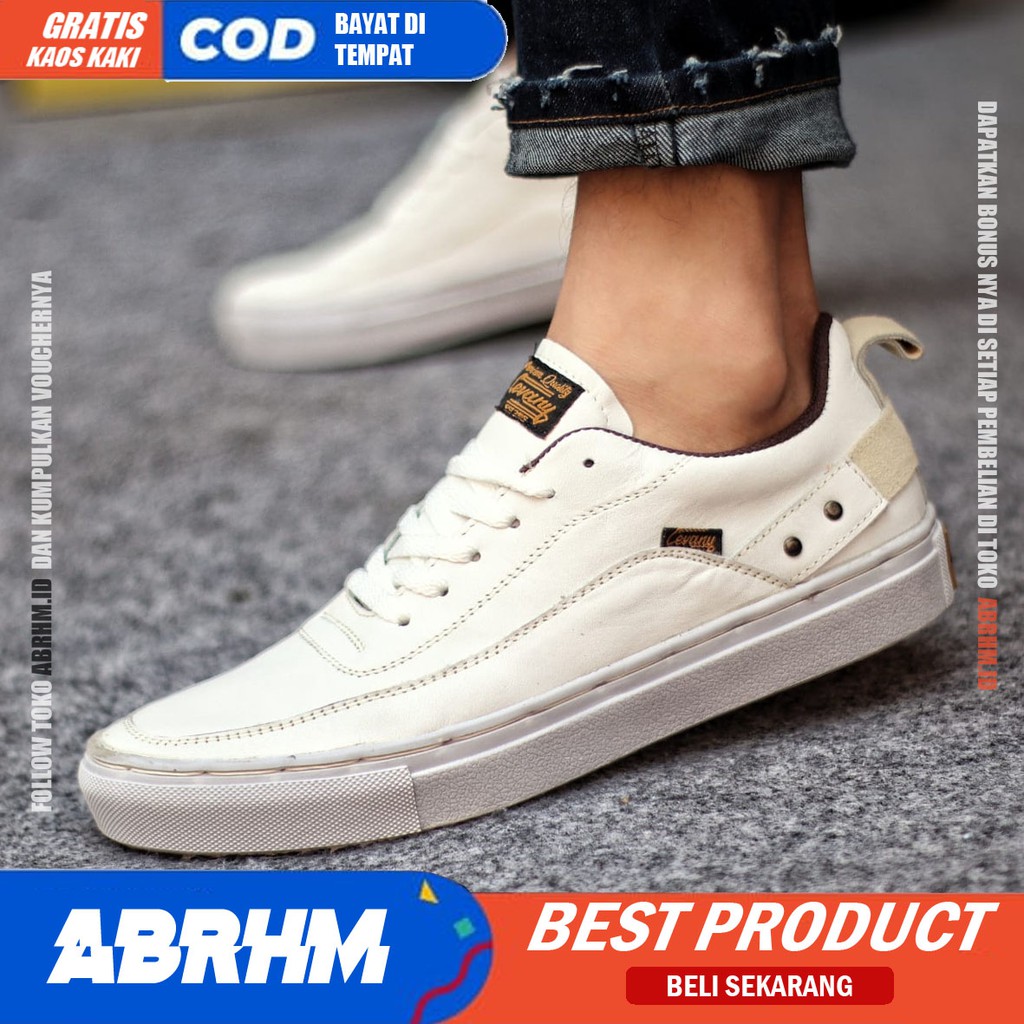 ABRHM x CYRE Sepatu Kasual Pria Sepatu Pria Casual Sneakers Original Sepatu Kulit Asli Cowo/Cowok Sepatu Kerja Kantor Semi Formal Kuliah Kondangan Gaya keren Kekinian Murah Terlaris