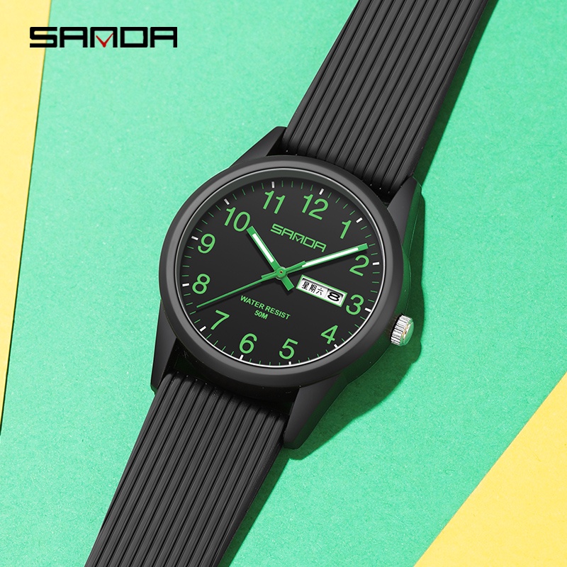 SANDA 6091 Jam Tangan Pria Wanita Analog Sport Tali Rubber Luminous WATCHKITE WKOS