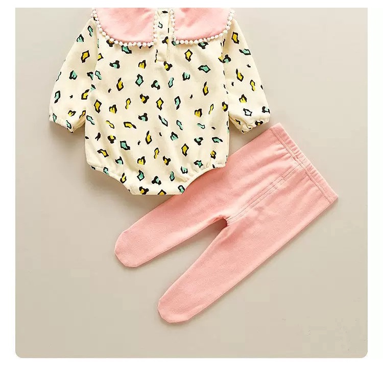 jumpsuit Bayi Lucu Fashion Set Anak Bayi Perempuan Baru Lahir Pakaian dan Legging V38-1