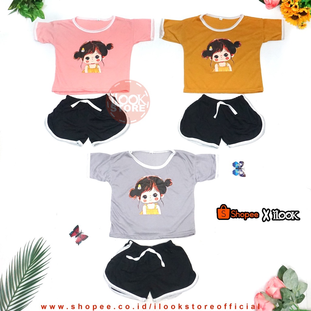 ilook | Setelan baju playful colour anak combi 2 | setelan anak polos | setelan unisex