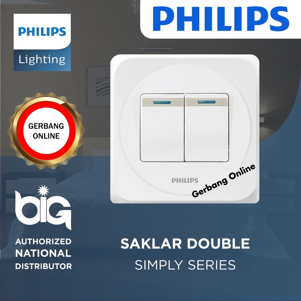 PHILIPS Saklar Engkel Double Inbow Saklar Lampu Seri Satu Tombol Tanam IB Philip