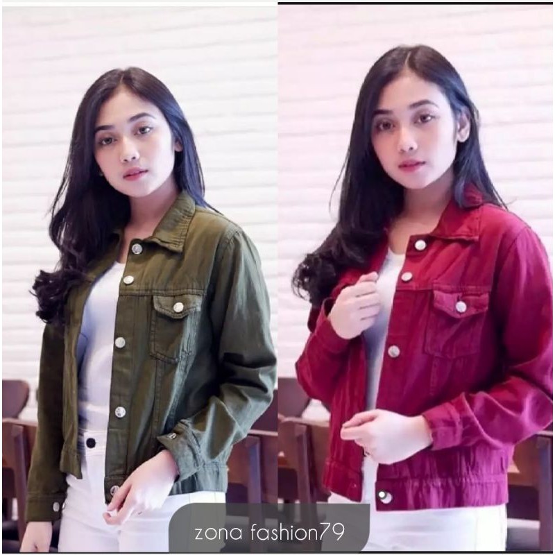 JAKET JEANS WANITA JACKET CEWEK CROPTOP BIONDY CEWE JINS OVERSIZE DENIM KEKINIAN