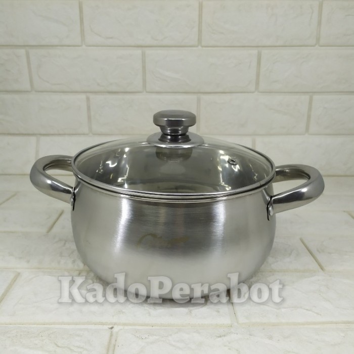 Panci Calypso Stainless Tutup Kaca - Panci Labu - Panci Soup - Panci Sup - Panci Sop