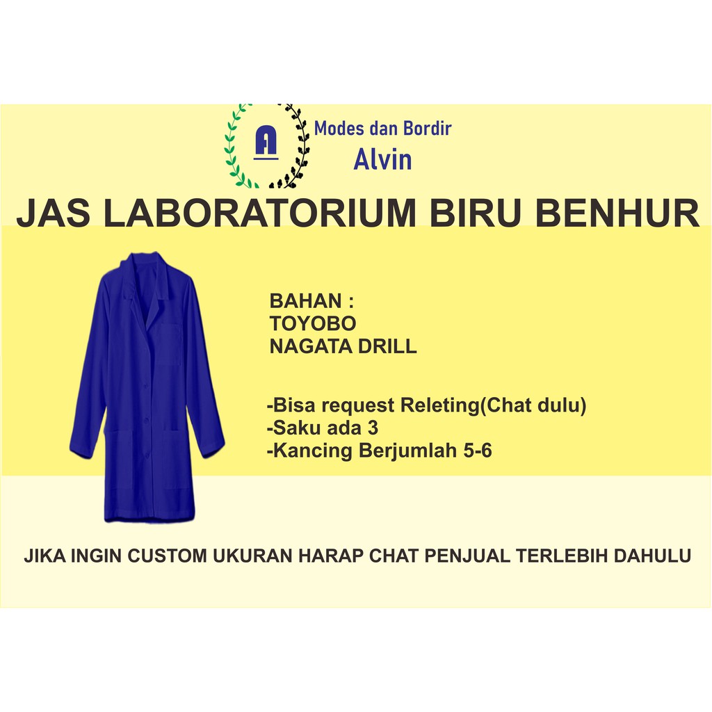 Jas Laboratorium Bahan Adem Warna Biru Benhur