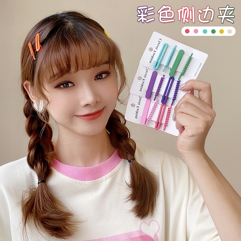 4pcs / set Jepit Rambut Poni Samping Gaya Korea Untuk Hiasan Kepala Wanita