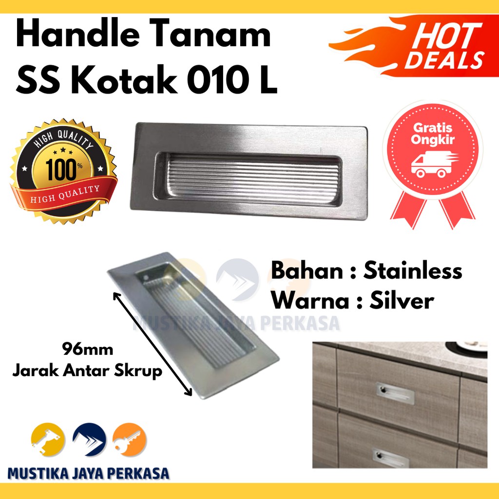 Handle Tarikan Tanam  Lemari Besi Plastik Laci Pintu Geser Kayu Hitam Stainless - 64 96 128