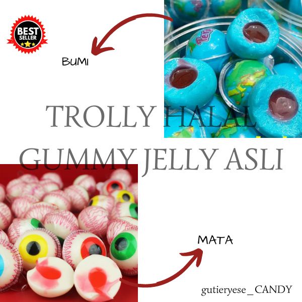 ➰ READY STOCK ➰ HARGA 1pcs Trolli Gummy Halal - Trolly Mata Jelly Halal - Trolly Planet Gummi Halal 