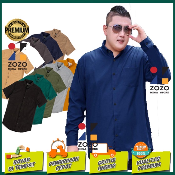 KEMEJA PRIA JUMBO LENGAN PANJANG BAJU COWOK POLOS BIG SIZE XXXL