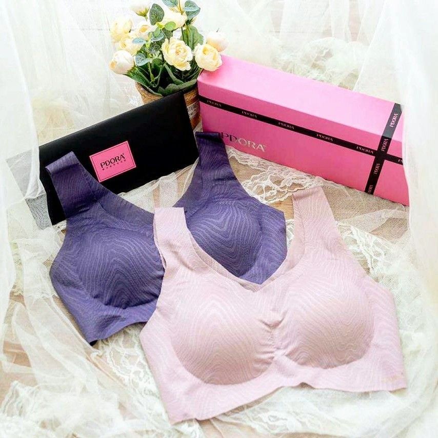 Pdora bra kesehatan / bra sport pink tali lebar renda - PINK &amp; UNGU