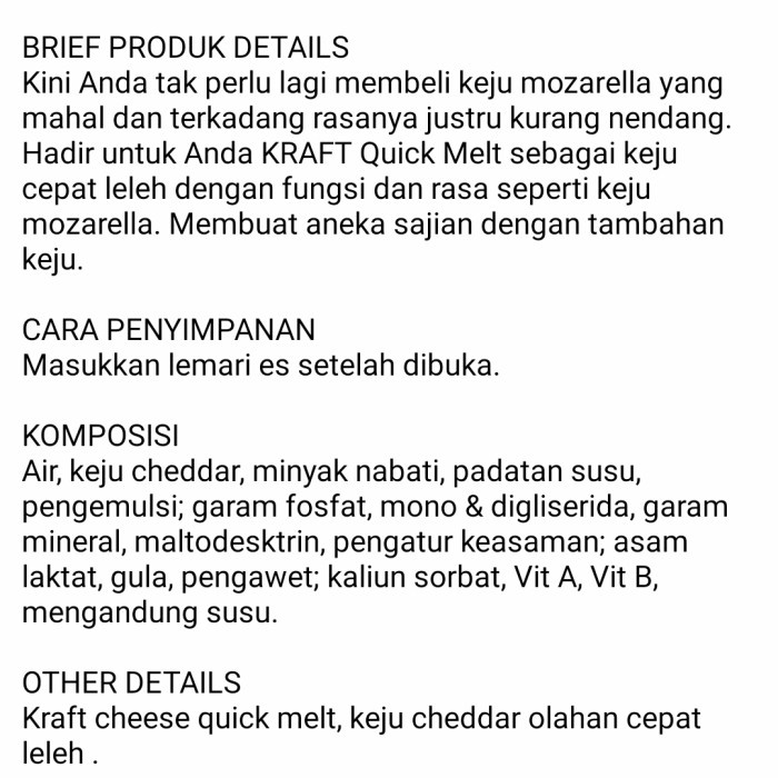 

fe20111 Keju Kraft Quick Melt 175Gr Xa201As