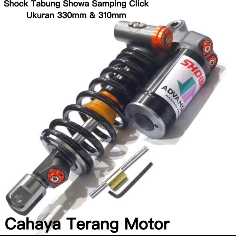 Shockbreaker Tabung Showa Samping Click , 310mm - 330mm , Mio, Beat, Vario 110, 125, 150, Scoopy, Fino, Spacy, Xeon, Soul, Xride, Skydrive, Spin, Nex, M3, Mio J, GT, Dll