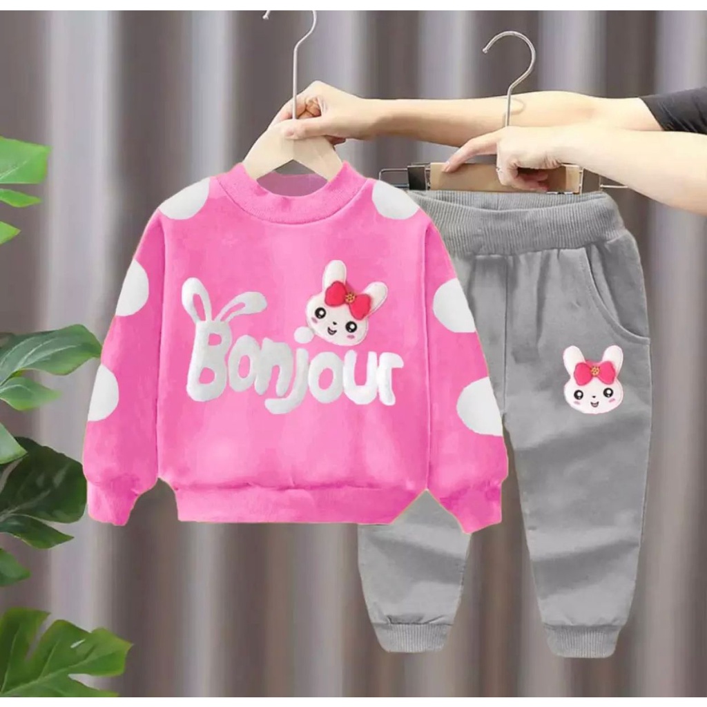 Grosir Setelan Baju Anak Perempuan // Setelan Sweater Joger // Setelan Baju Dan Celana Anak 3Bulan -