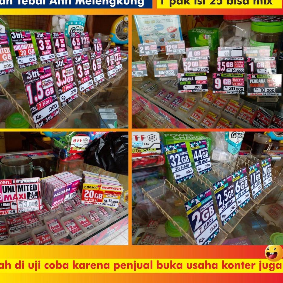 

[PRODUK EII0A] Display Label Harga Kuota Konter Pulsa CUSTOM YPB