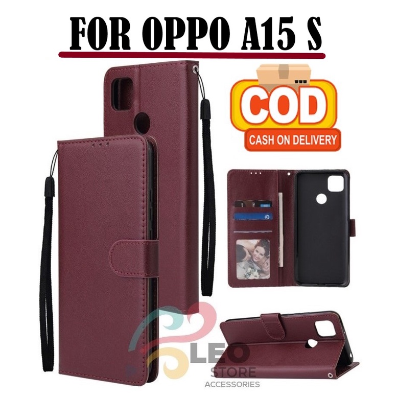 DOMPET HP UNTUK OPPO A15S (2021) NEW LEATHER FLIP CASE OPPO A15S (2021) NEW