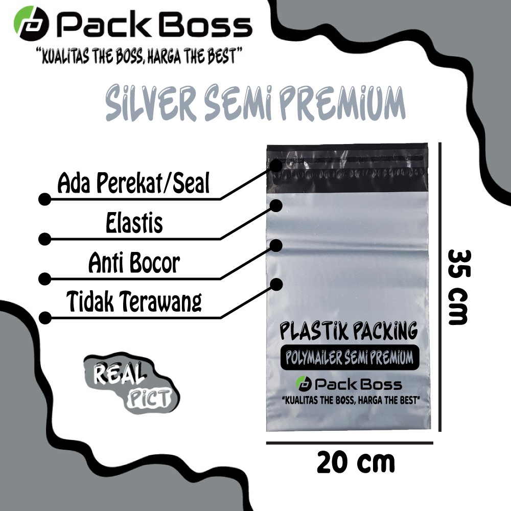 

20x35 SILVER SEMI PREMIUM POLYMAILER PACKAGING ONLINE ADA PEREKAT