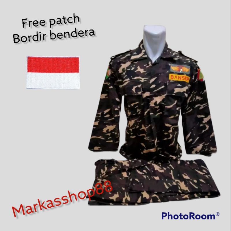 setelan PDL banser / setiap pembelian 1 set GRATIS 1 bendera bordir * selama stock bendera masih ada