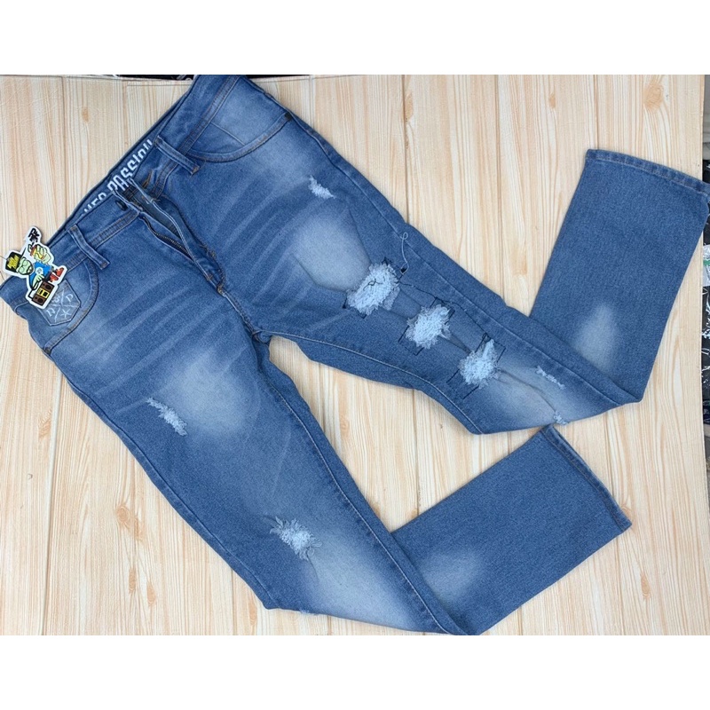 Celana Jeans panjanh Sobek  pria Distro Original Strech Romeo stret korean boyfriend jeans Import terbaru