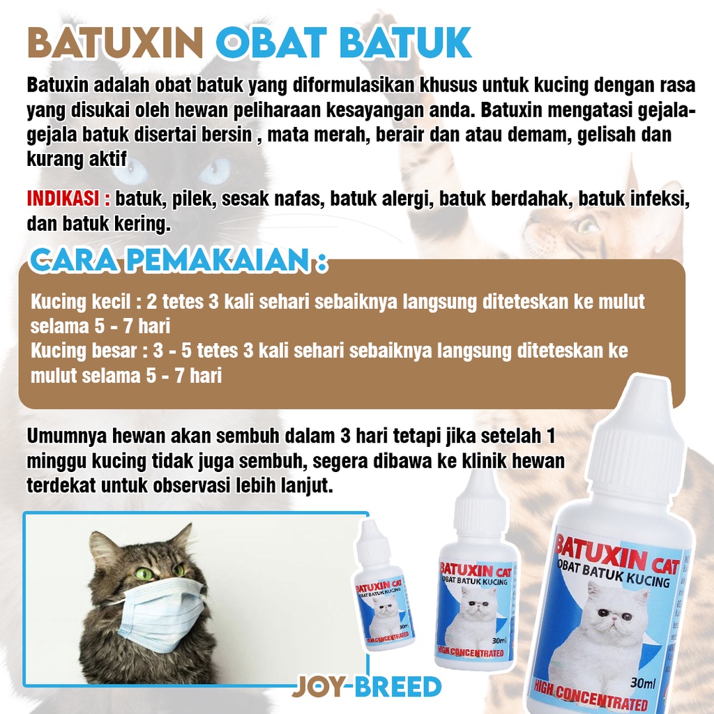 OBAT BATUK PILEK KUCING TETES BATUXIN 30 ML OBAT ANTI BATUK PILEK