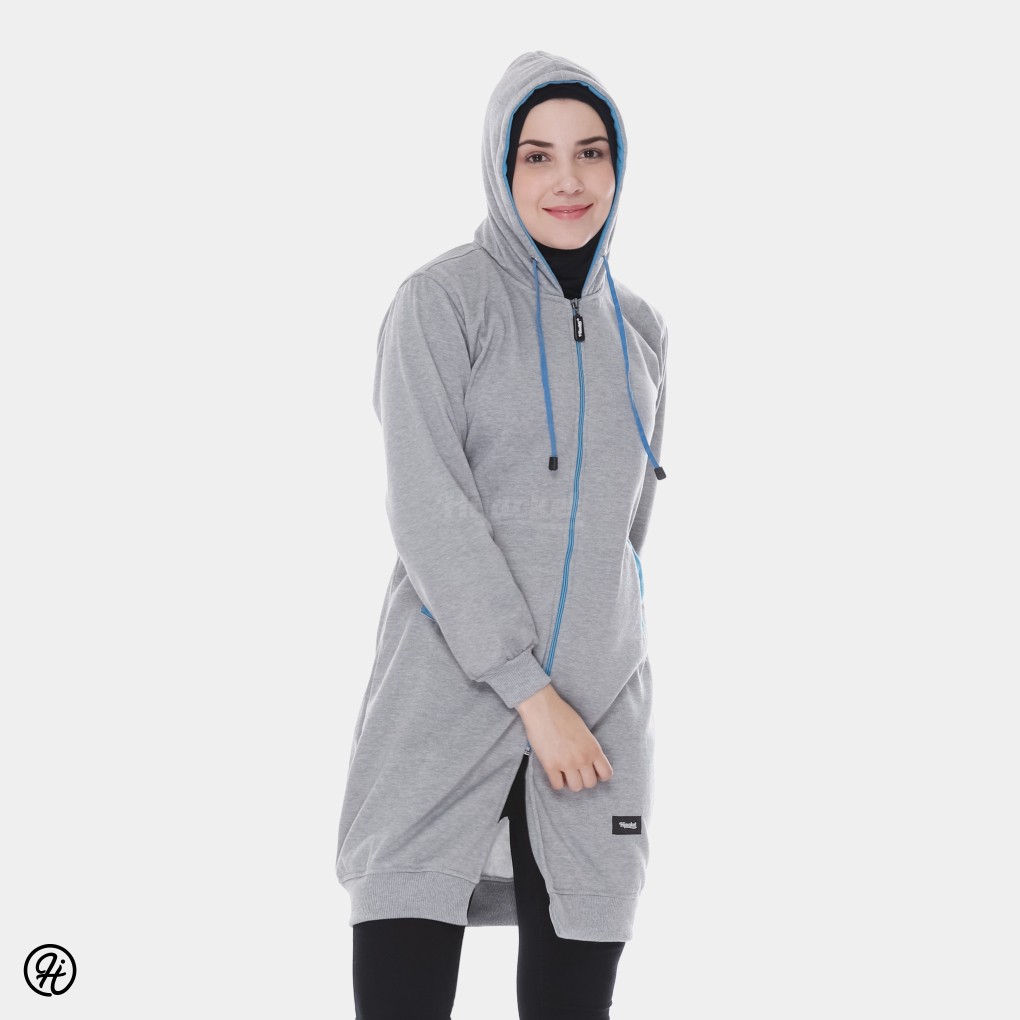 HIJACKET BASIC jaket wanita ALL VARIAN WARNA BAHAN FLEECE SOFTOUCH BIG SIZE XXL-ABU MUDA - TURKISH