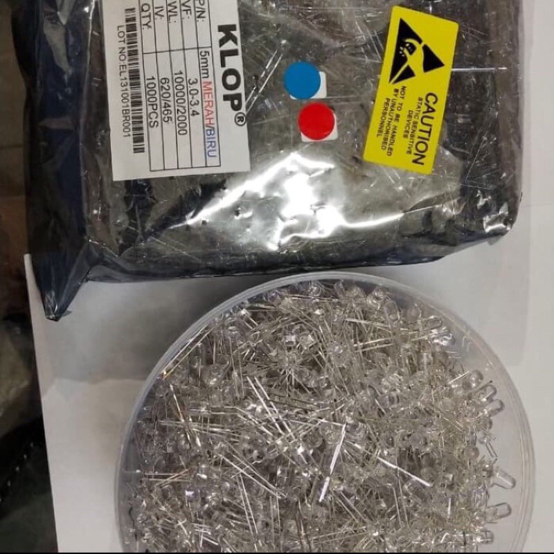 Jual 20 Pcs Lampu Led 5mm 2 warna Nyala Merah Biru Shopee Indonesia