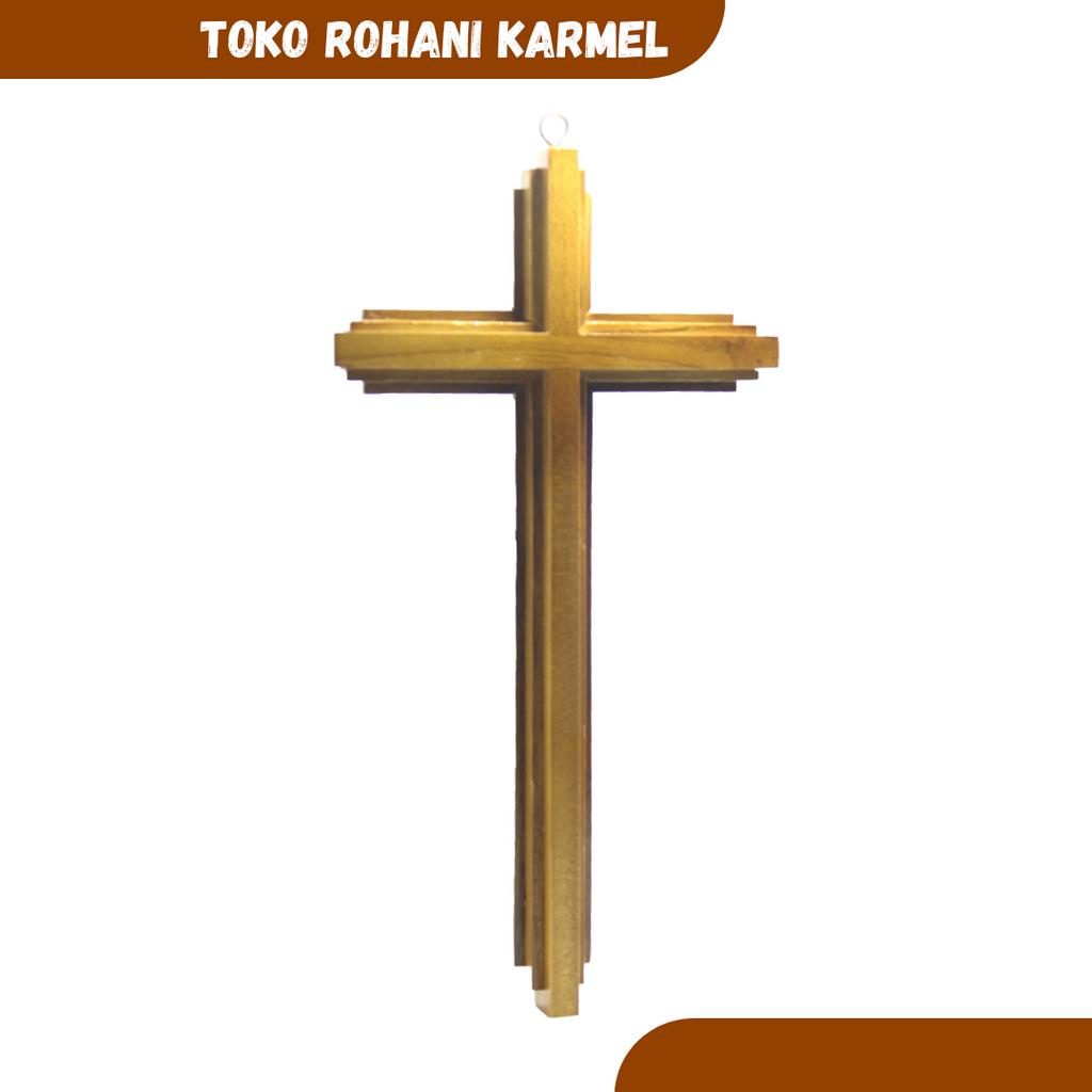 SALIB GANTUNG KRISTEN 3 LAPIS (30 CM) / KAYU SALIB KRISTEN / SALIB DINDING KRISTEN / SALIB KAYU POLO