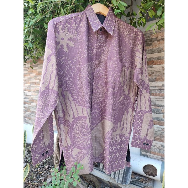 KEMEJA BATIK UNGU LILAC SOF batik pria lengan panjang modern kemeja batik premium