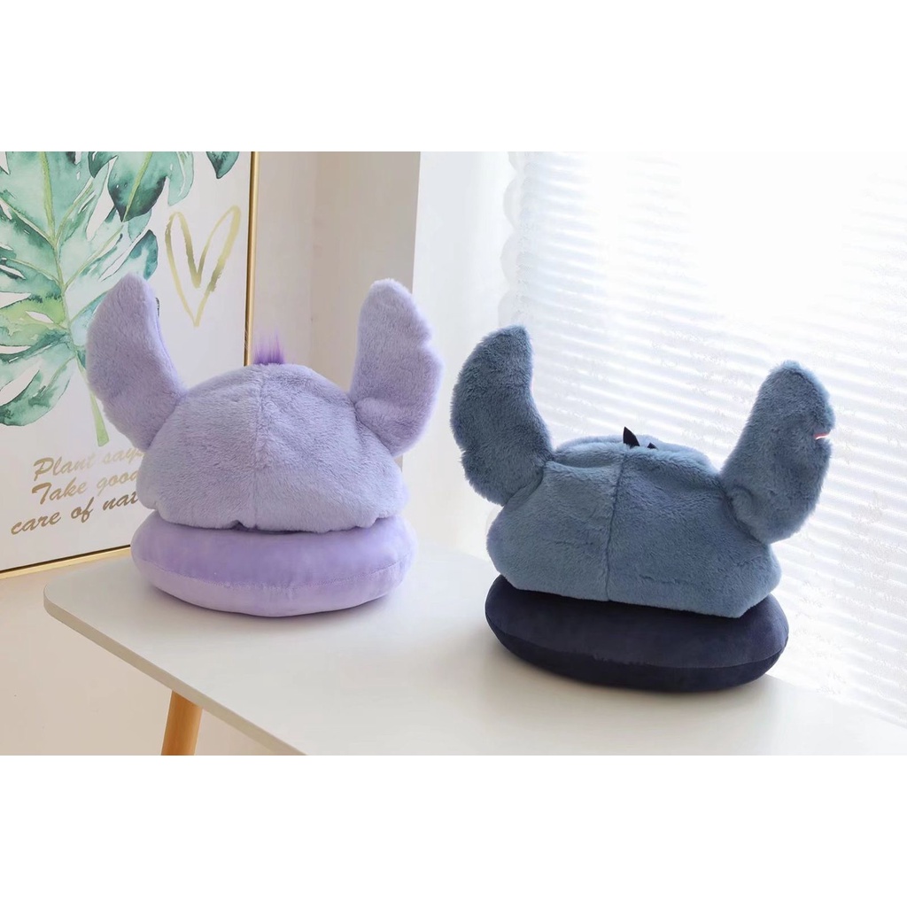 BANTAL LEHER LILO STITCH BIRU UNGU NECK PILLOW AKSESORIS TRAVEL ALIEN LITTLE GREEN MAN IMPOR LUCU