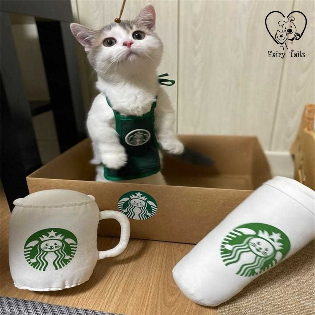 Kostum Cosplay Anjing Kucing Apron Celemek Starbucks ''Catbucks'' | Pet Costume Starbucks Apron