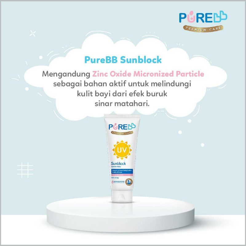 PURE BB Baby Sunblock 50gr / 100gr PureBaby Sun Block SPF 25 Sun Screen untuk Bayi Sun Lotion Wajah