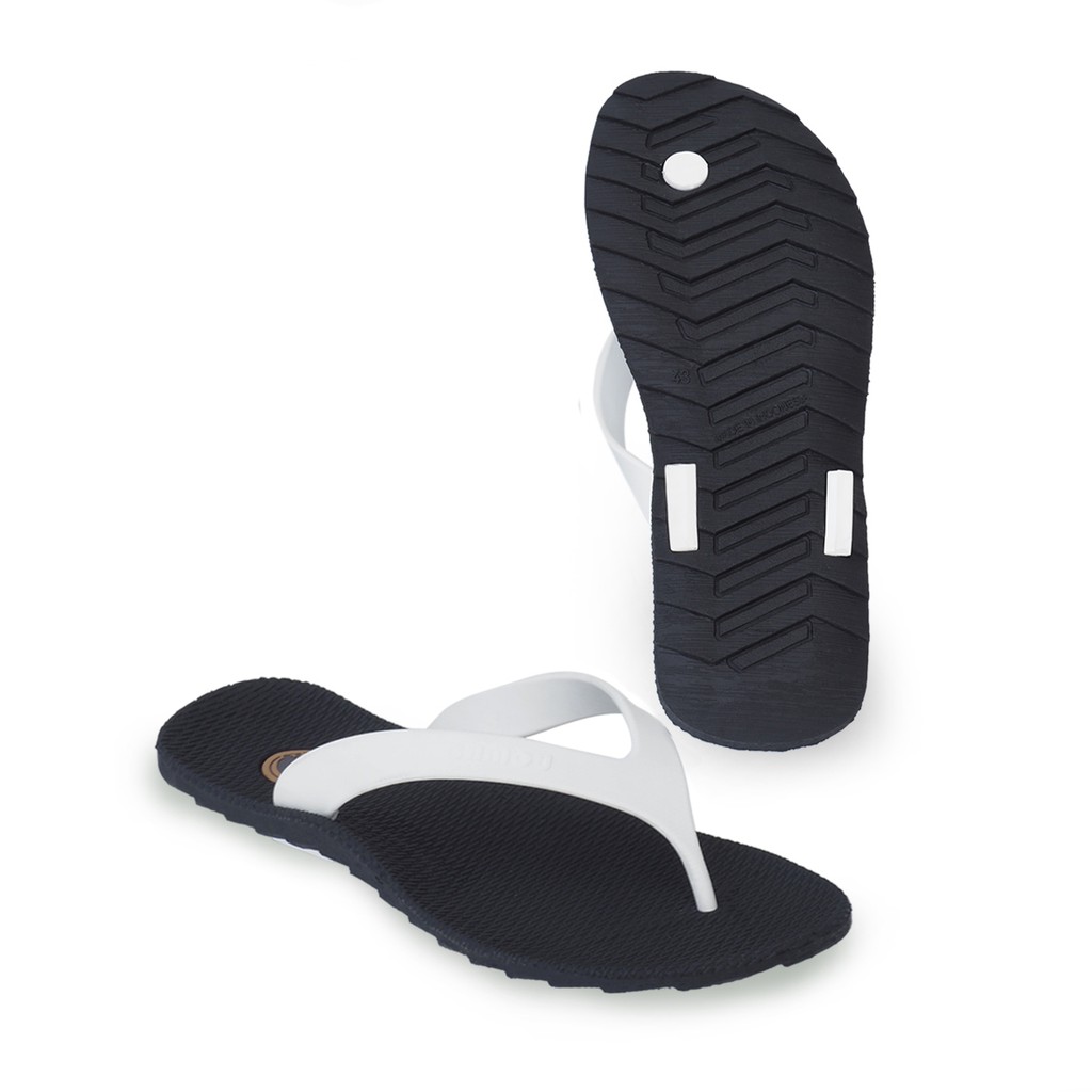 OWEN BLK WHT ORCA - Sandal Jepit Pria CAMOU Hitam &amp; Putih