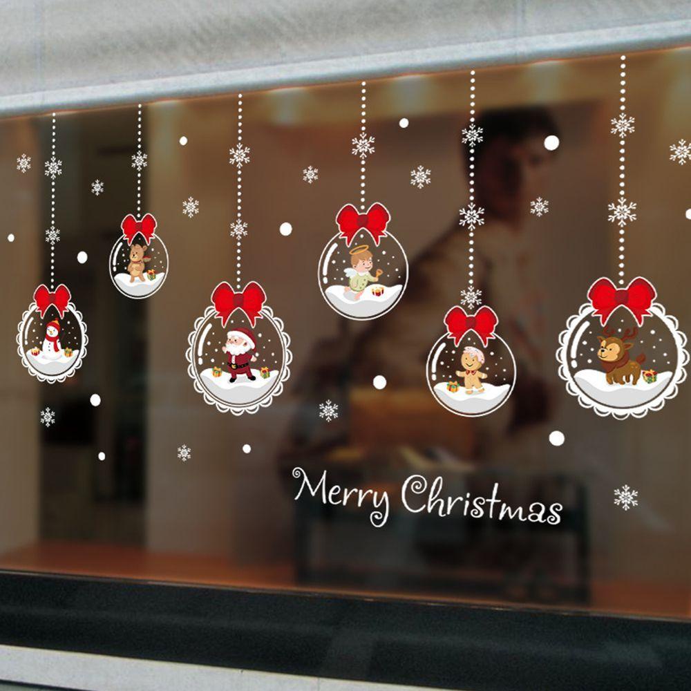 Solighter Stiker Dinding Dekorasi Latar Belakang Ramah Lingkungan Self adhesive Bola Natal