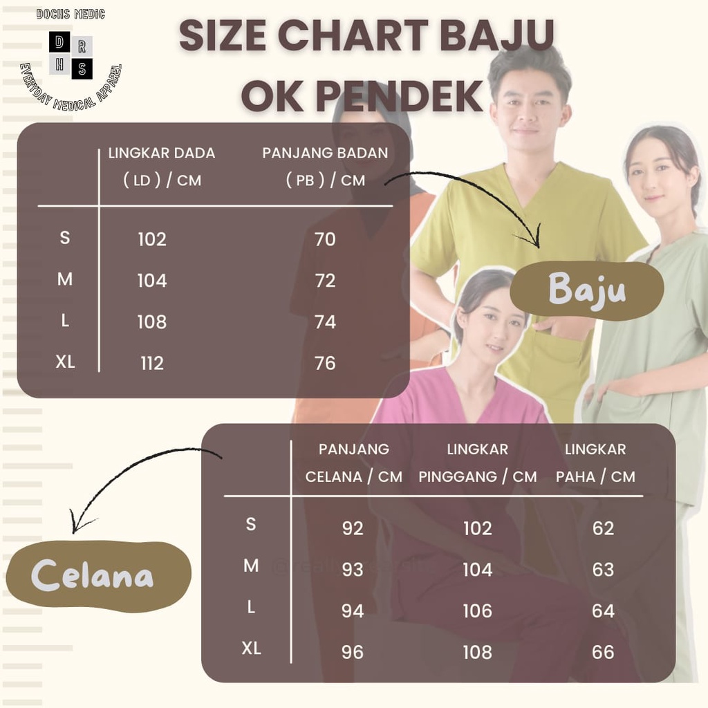 Baju OK ZIPPER / Baju Jaga / Scrub Medis ZIPPER Lengan Pendek DOCHS MEDIC