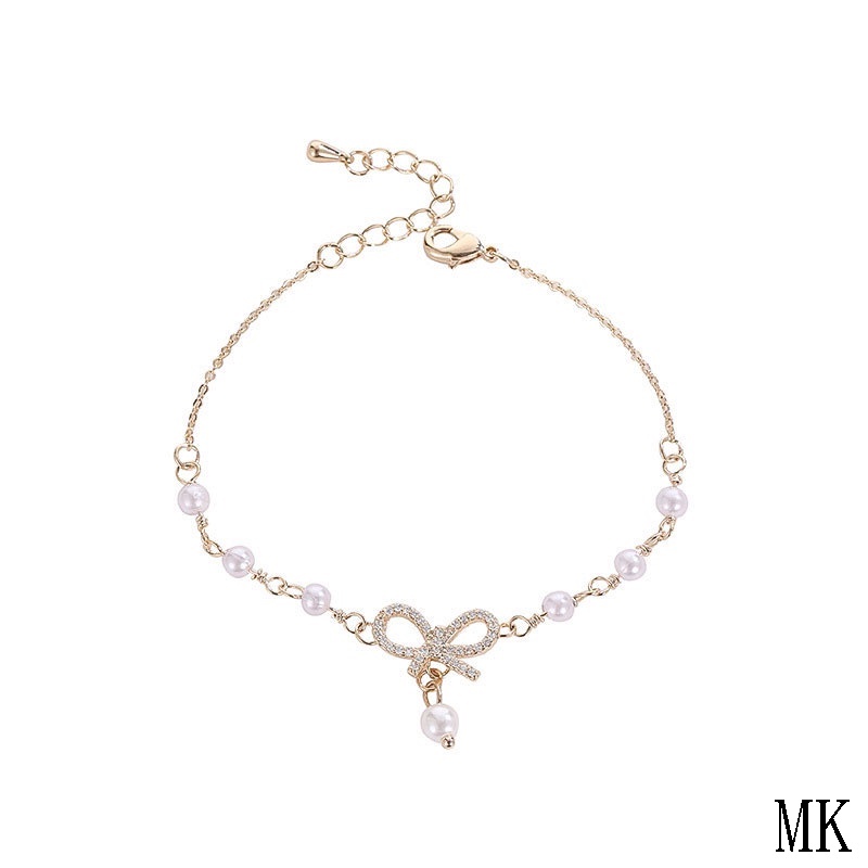 Gelang Korea Fashion Busur Mutiara Hias Berlian Imitasi Bangle Liar Aksesoris Fashion MK-5