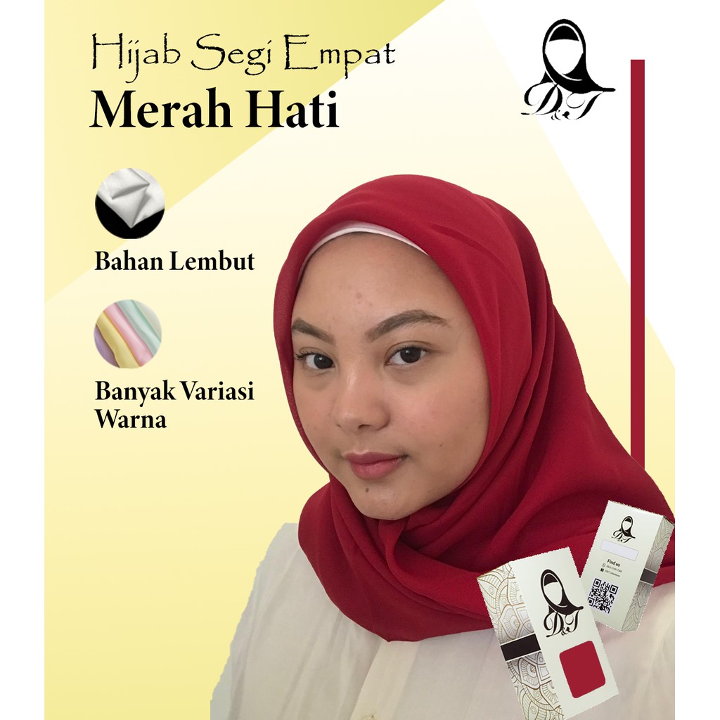 Hijab Segi Empat Grosir D&T Collection Merah Hati