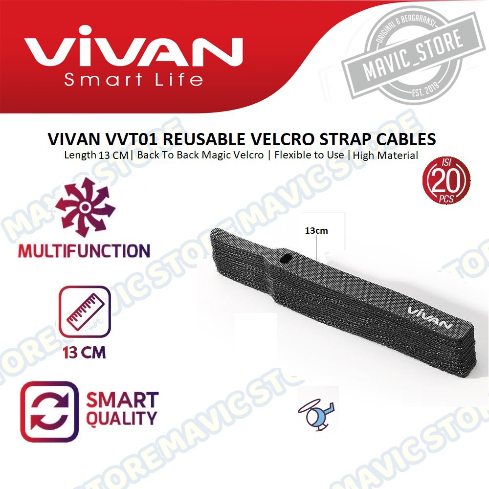 Vivan VVT01 Velcro Strap Cable Ties 13cm / Pengikat Kabel (1 Pack isi 20)