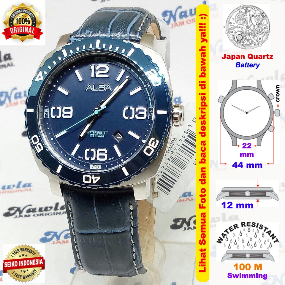 Alba Quartz AG8H99X1 Dark Blue Dial - Jam Tangan Pria AG8H99